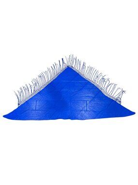 Rima Royal Blue Triangle Beach Sarong Fringe Beaded Terivoile Fabric Boho Retro